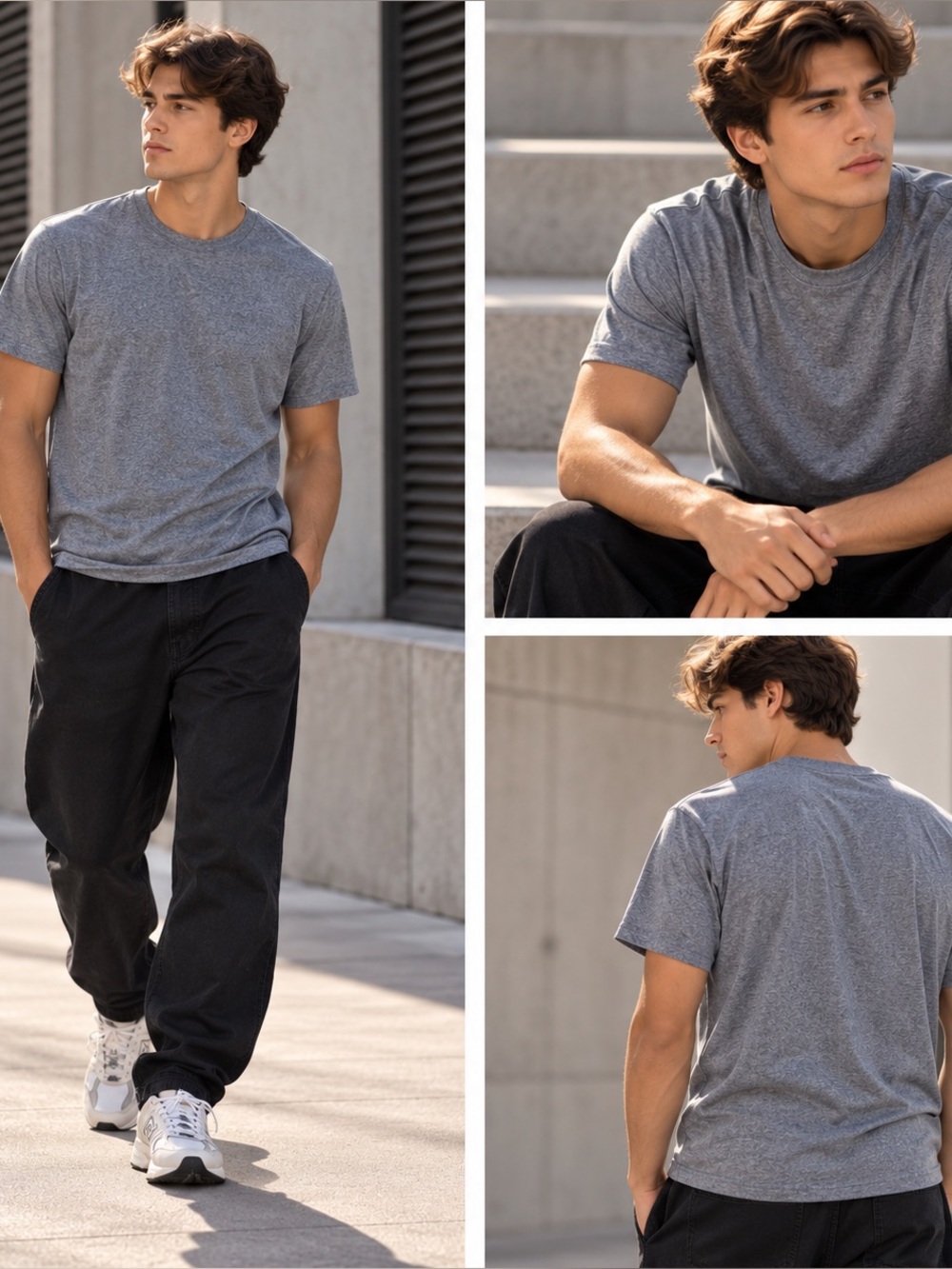 H&M Divided Grey Marl Oversized Crewneck T-Shirt XXL